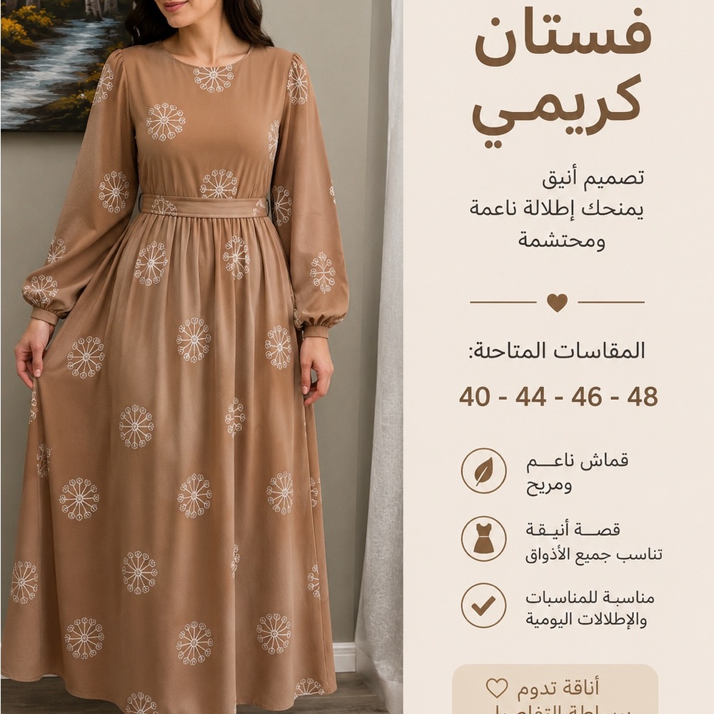 Cream Long Sleeve Maxi Dress with Belt
